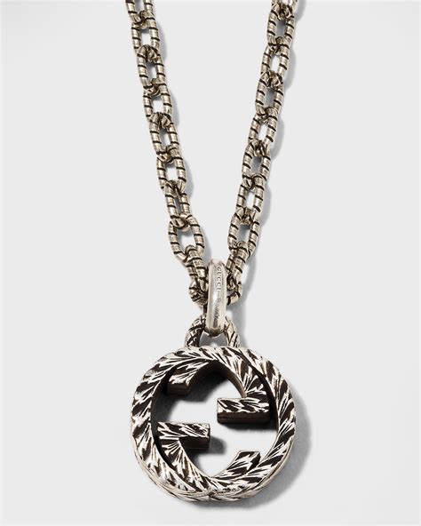 gucci interlocking pendant necklace|Gucci interlocking g necklace men's.